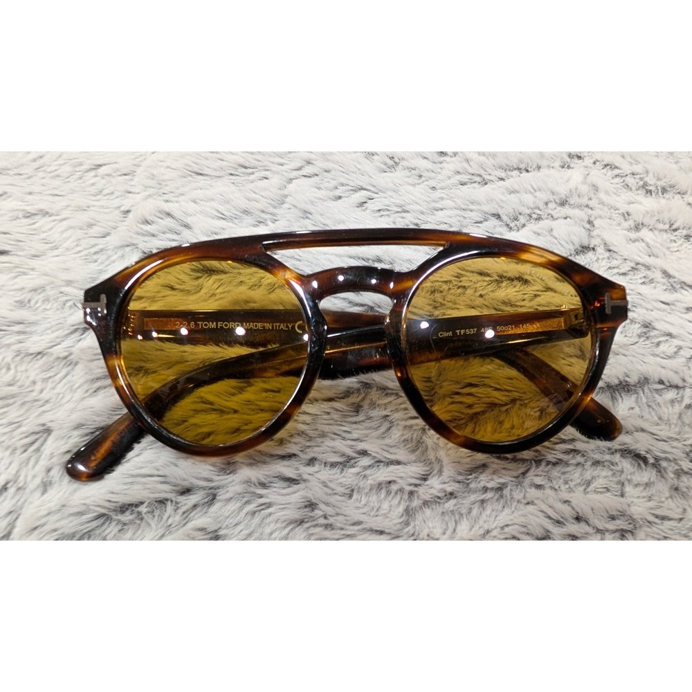 TOM FORD Tortoise Clint Sunglasses -TF537 Yellow Lens Unisex W/ Case & Box -23